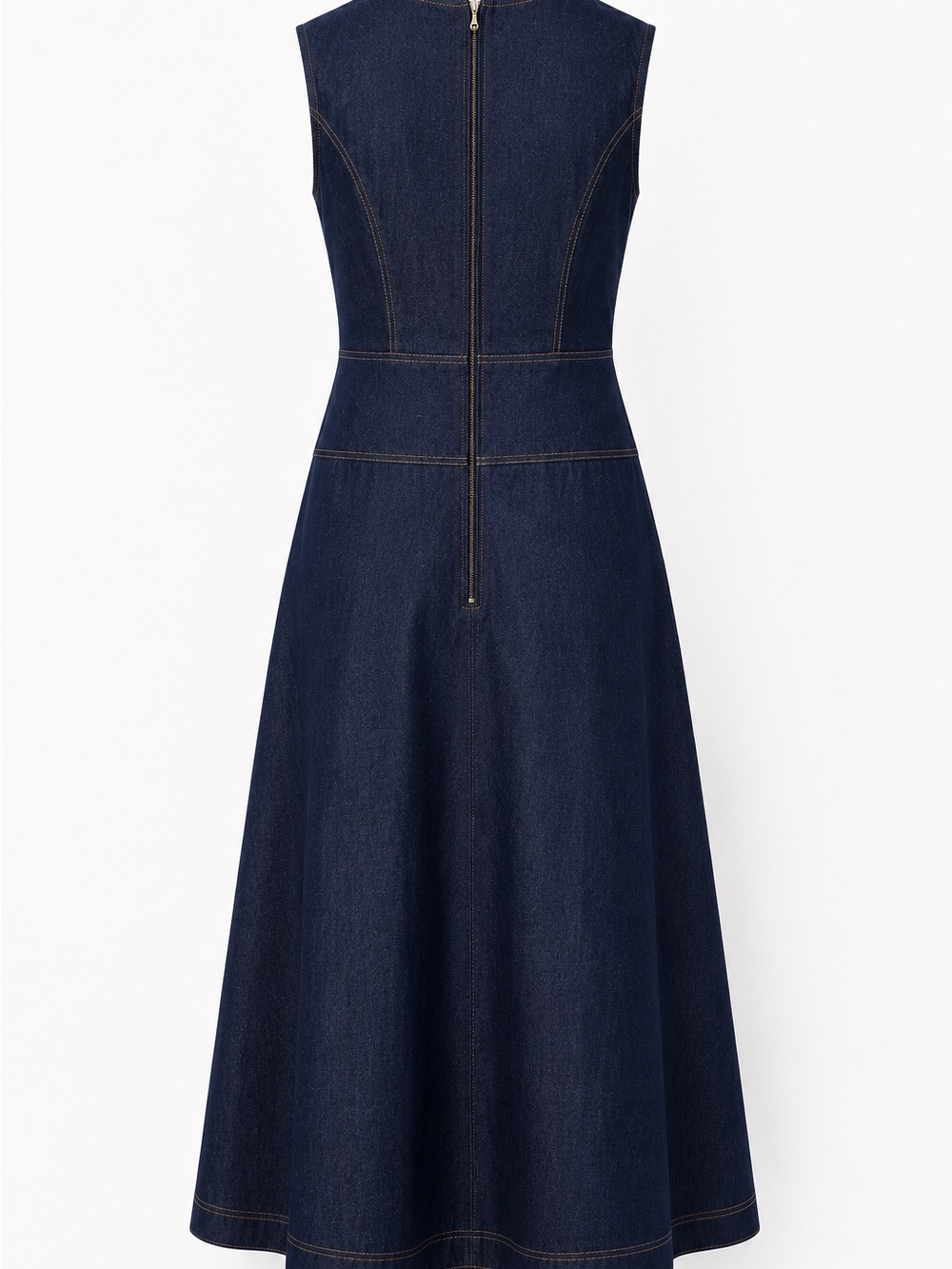 NWT Ann Taylor Weekend Dark Indigo Denim Midi Dress Size 6 Contrast Stitch - Picture 3 of 5